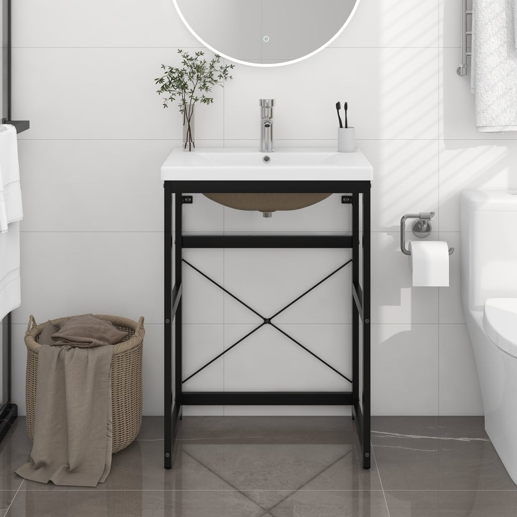 vidaXL Estructura de baño con lavabo incorporado hierro negro