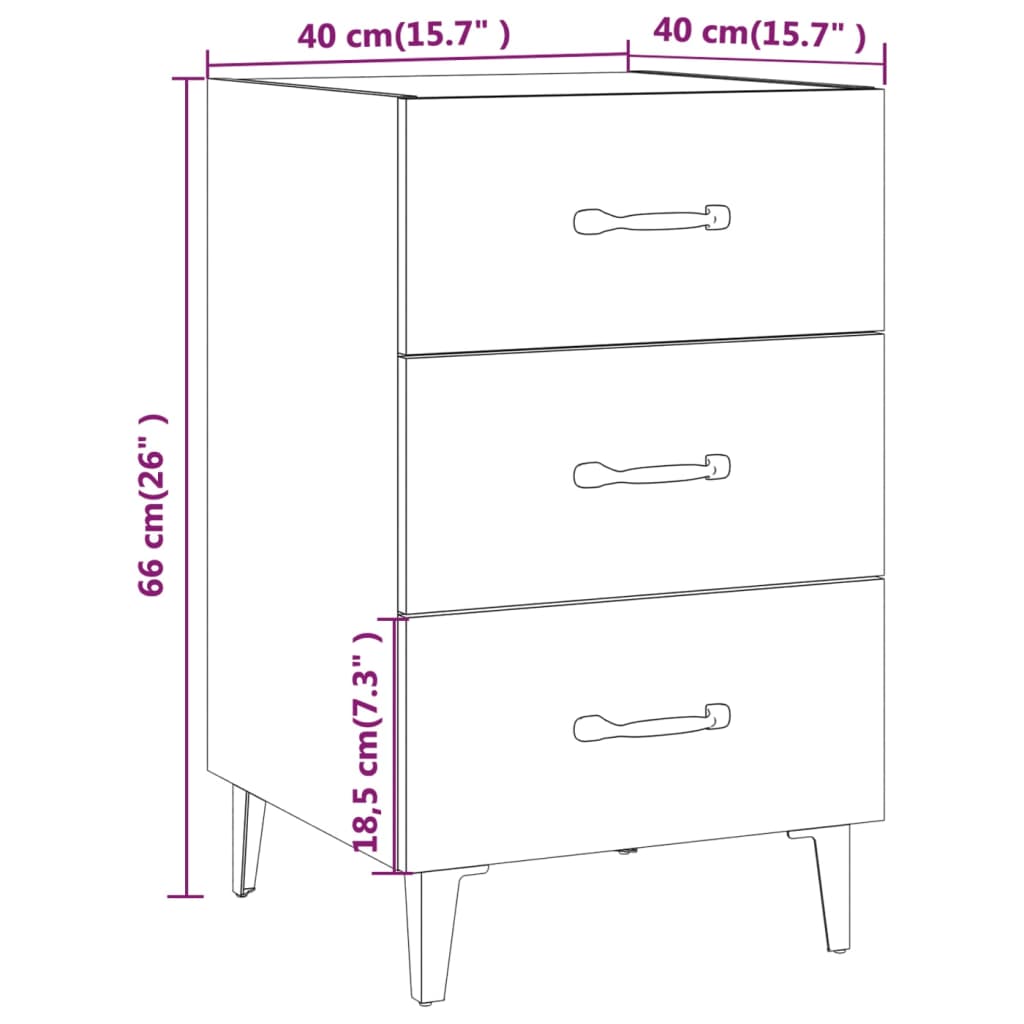 vidaXL Mesita de noche madera de ingeniería gris hormigón 40x40x66 cm