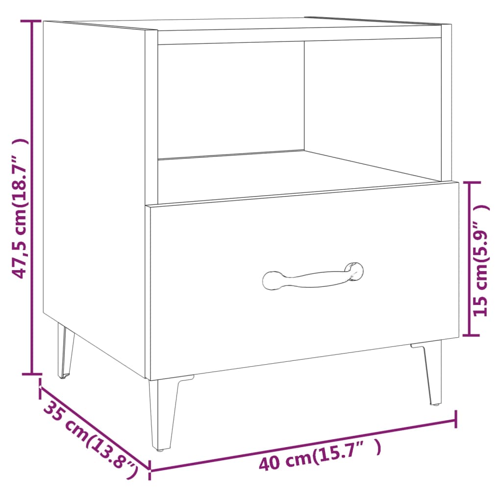 vidaXL Mesita de noche 2 uds madera contrachapada color roble ahumado