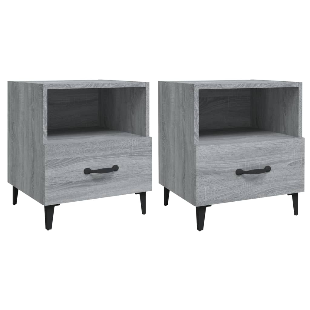 vidaXL Mesita de noche 2 unidades madera contrachapada gris Sonoma