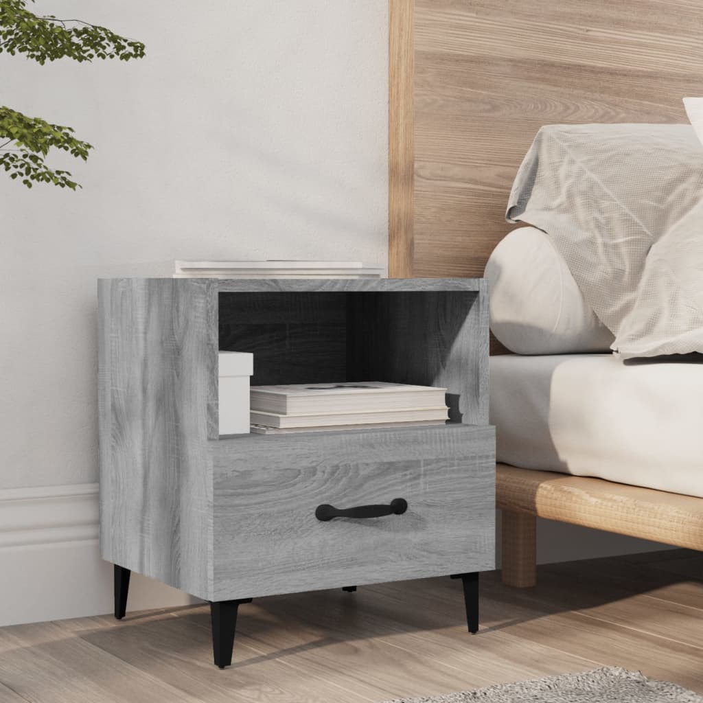 vidaXL Mesita de noche 2 unidades madera contrachapada gris Sonoma