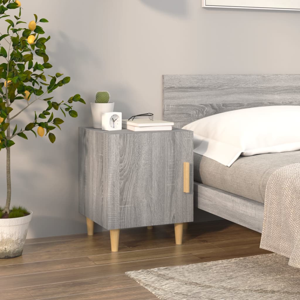 vidaXL Mesitas de noche 2 uds madera contrachapada gris Sonoma