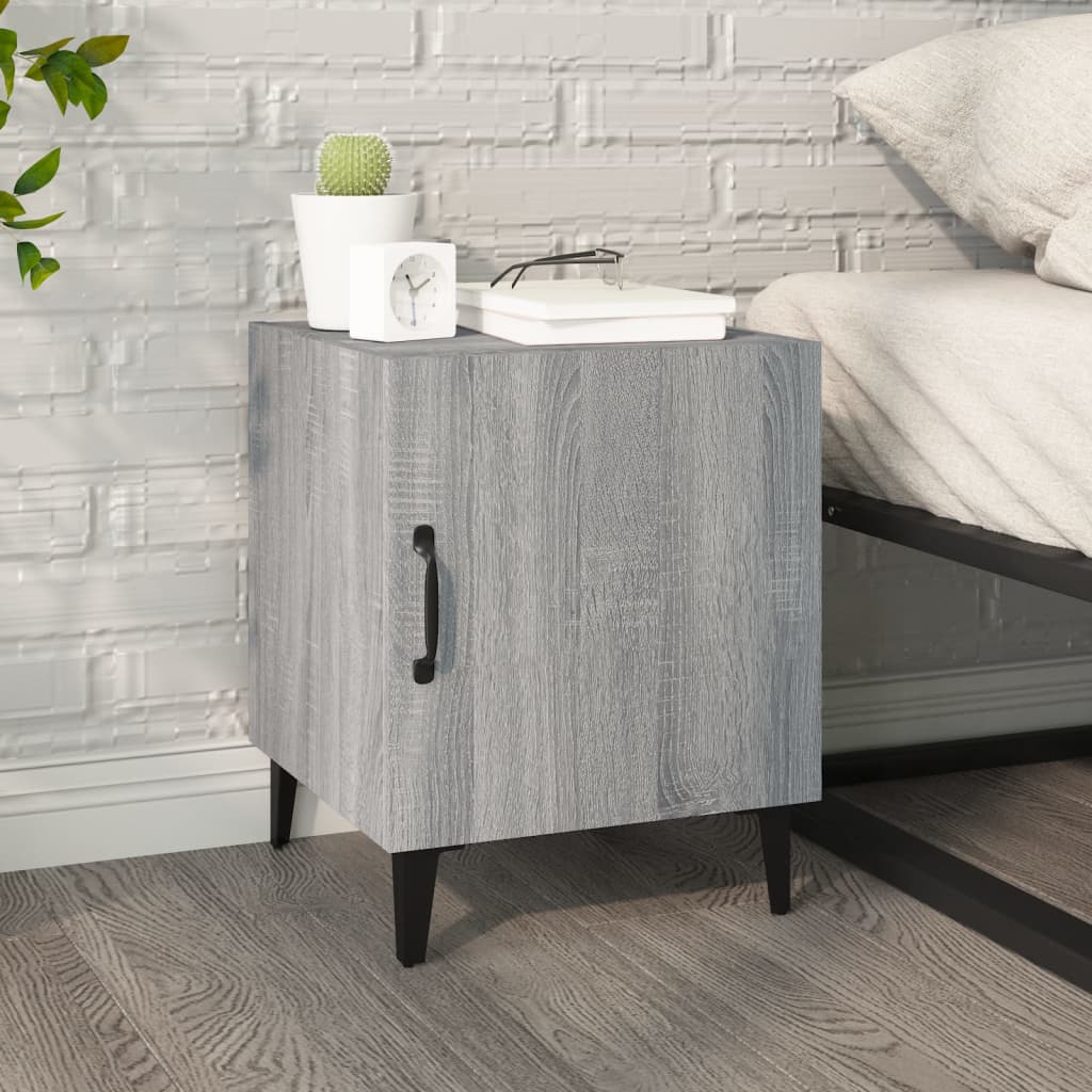 vidaXL Mesita de noche madera contrachapada gris Sonoma