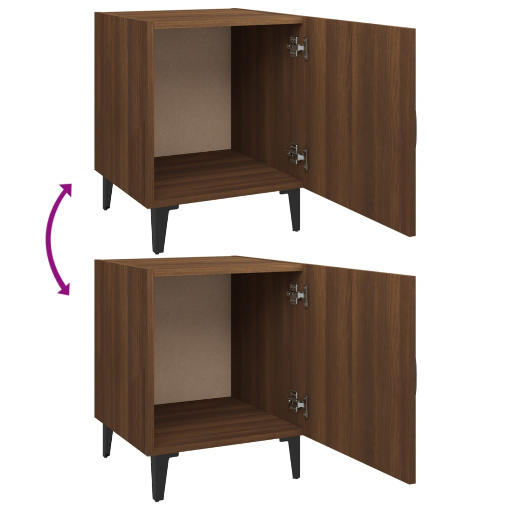 vidaXL Mesita de noche 2 uds madera contrachapada color roble marrón