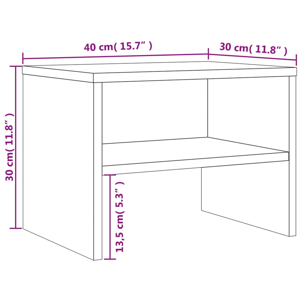 vidaXL Mesita de noche madera contrachapada roble ahumado 40x30x30 cm