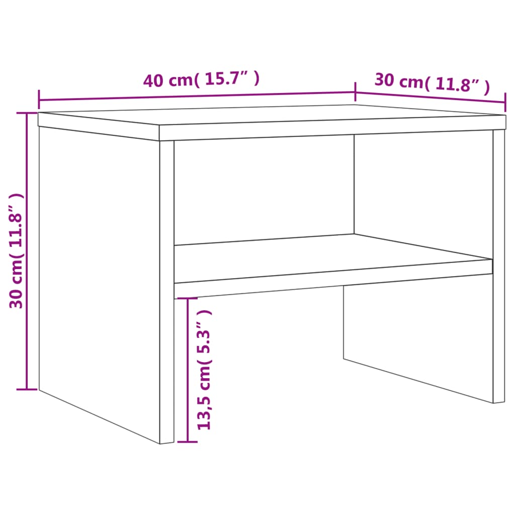 vidaXL Mesita de noche madera contrachapada marrón roble 40x30x30 cm