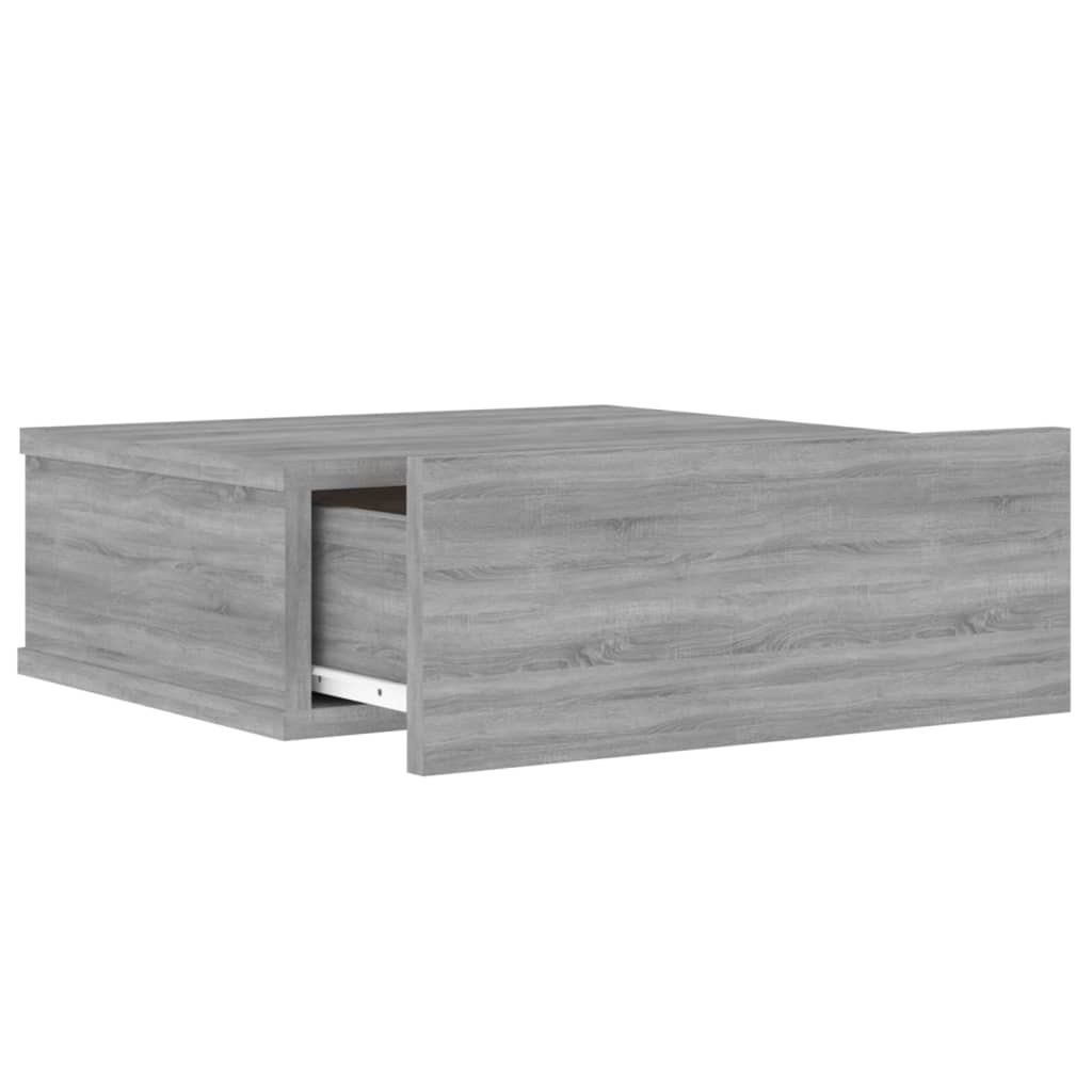 vidaXL Mesita de noche flotante madera contrachapada gris 40x30x15cm