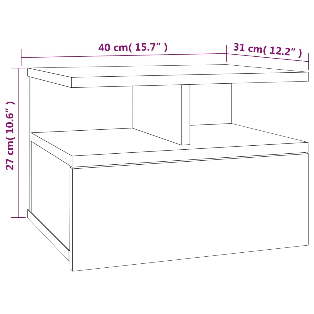 vidaXL Mesita de noche flotante madera roble ahumado 40x31x27 cm