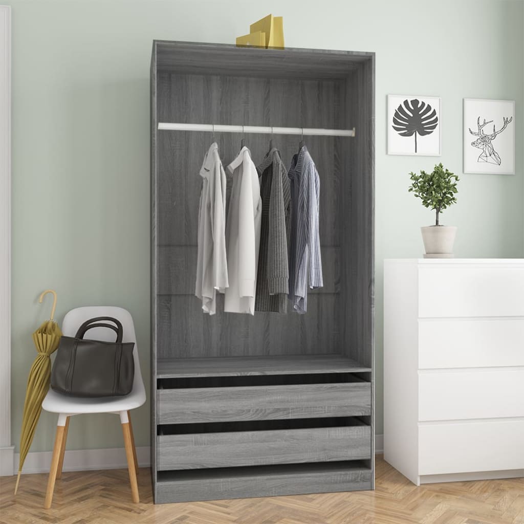 vidaXL Armario de madera contrachapada gris Sonoma 100x50x200 cm