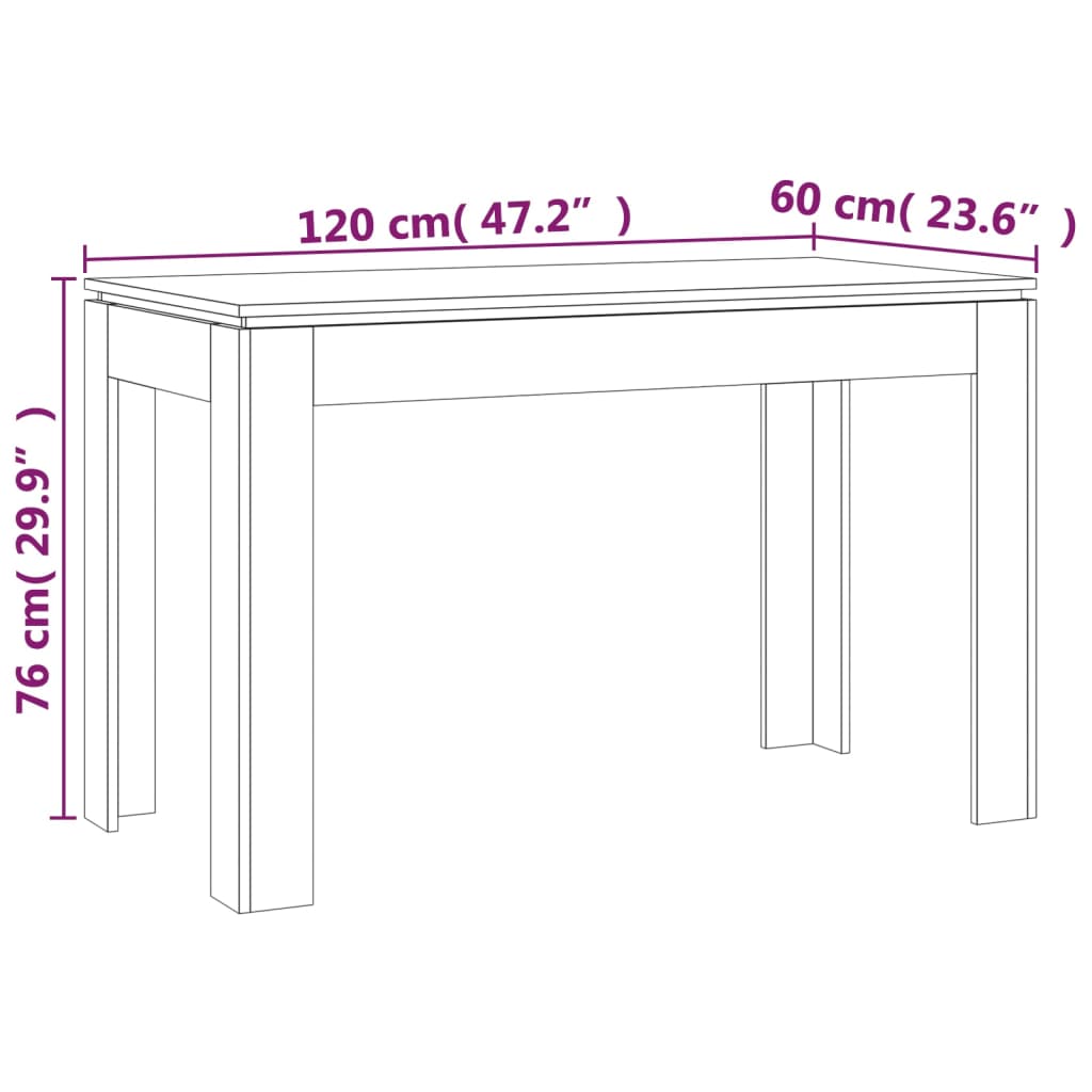 vidaXL Mesa de comedor madera de ingeniería Sonoma gris 120x60x76 cm