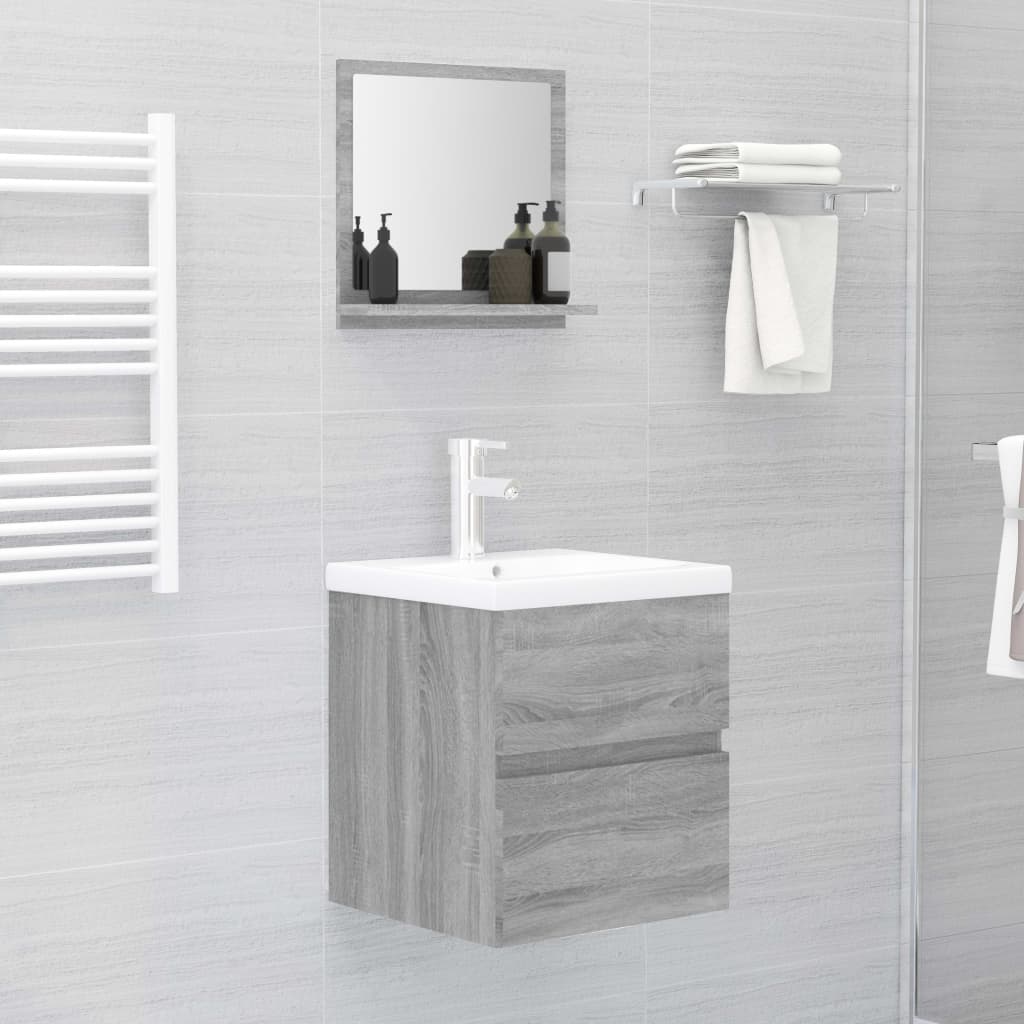 vidaXL Espejo de baño madera contrachapada gris Sonoma 40x10,5x37 cm