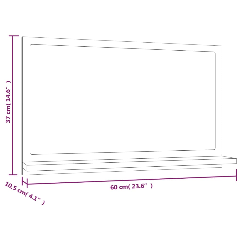 vidaXL Espejo de baño madera contrachapada roble ahumado 60x10,5x37 cm