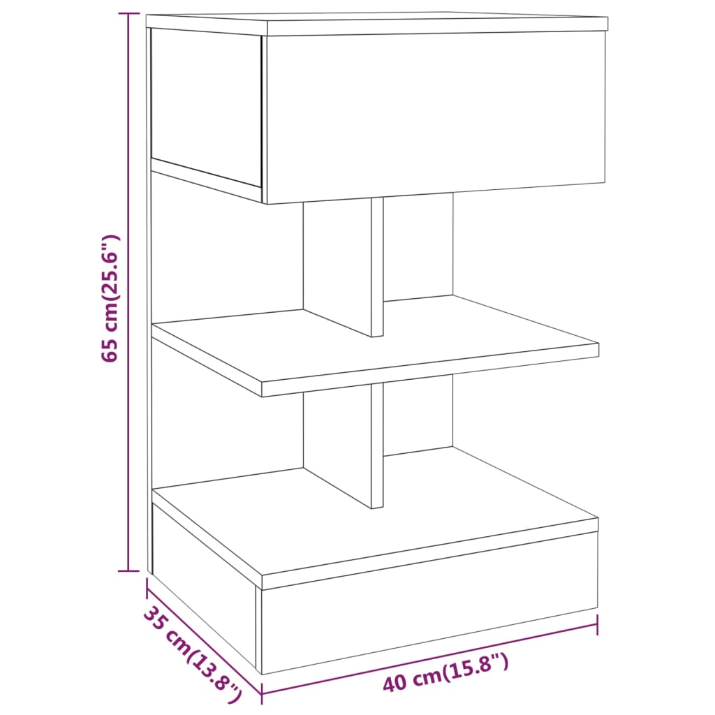 vidaXL Mesita de noche madera contrachapada roble ahumado 40x35x65 cm