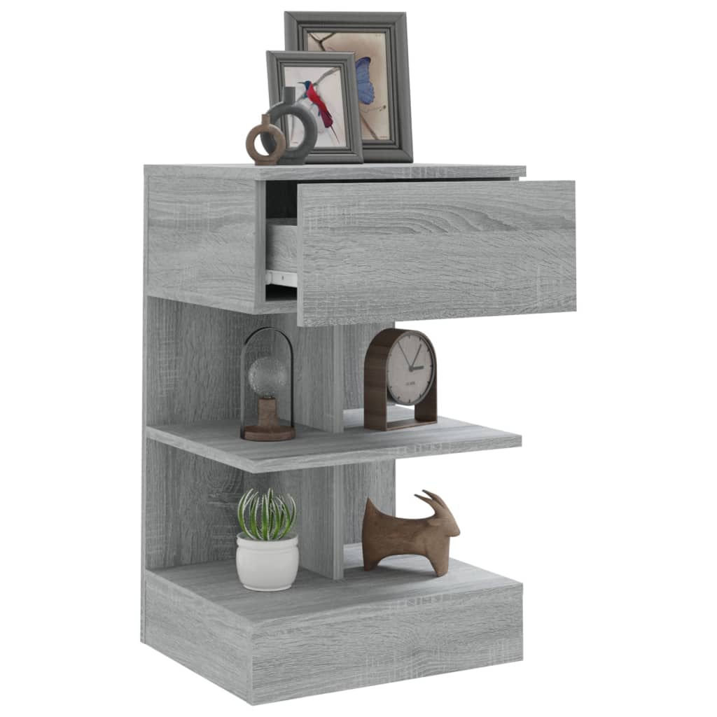 vidaXL Mesita de noche madera contrachapada gris Sonoma 40x35x65 cm