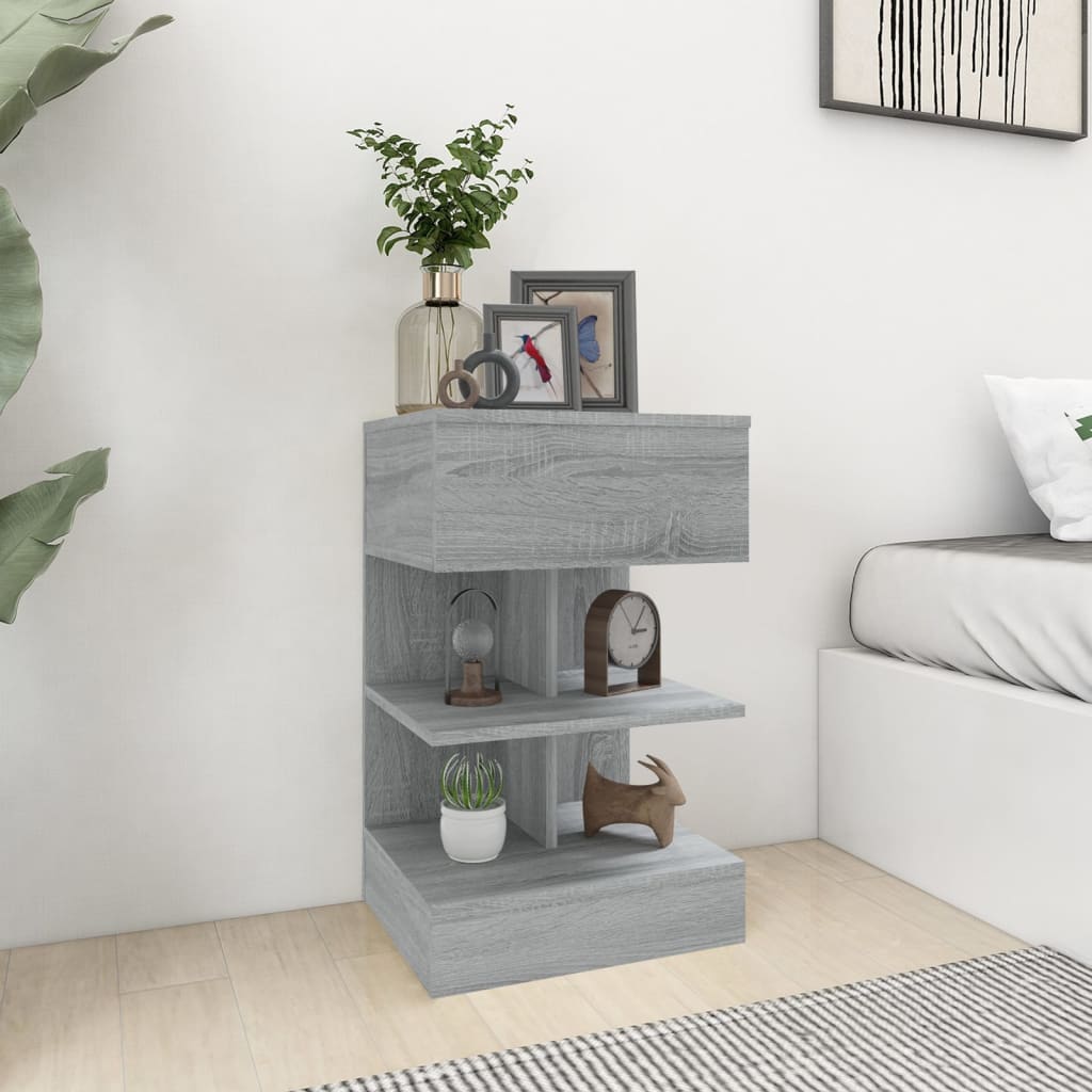 vidaXL Mesita de noche madera contrachapada gris Sonoma 40x35x65 cm