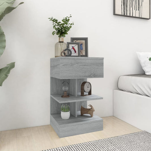 vidaXL Mesita de noche madera contrachapada gris Sonoma 40x35x65 cm