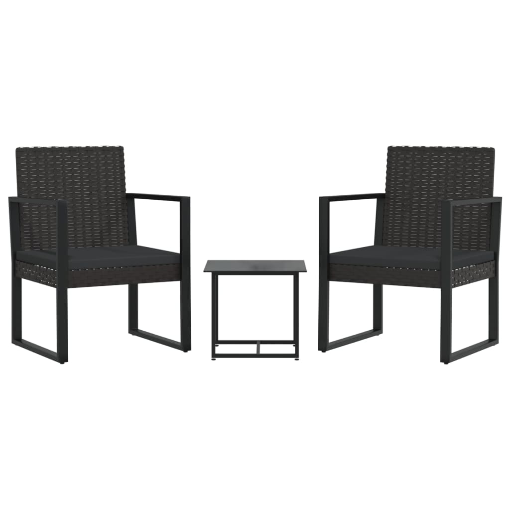 vidaXL Set de muebles de jardín 3 pzas y cojines ratán sintético negro