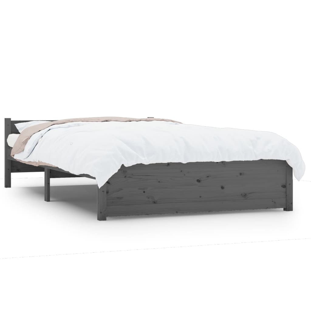 vidaXL Estructura cama doble sin colchón madera maciza gris 135x190 cm