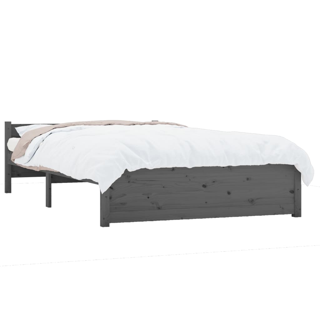 vidaXL Estructura cama doble sin colchón madera maciza gris 135x190 cm