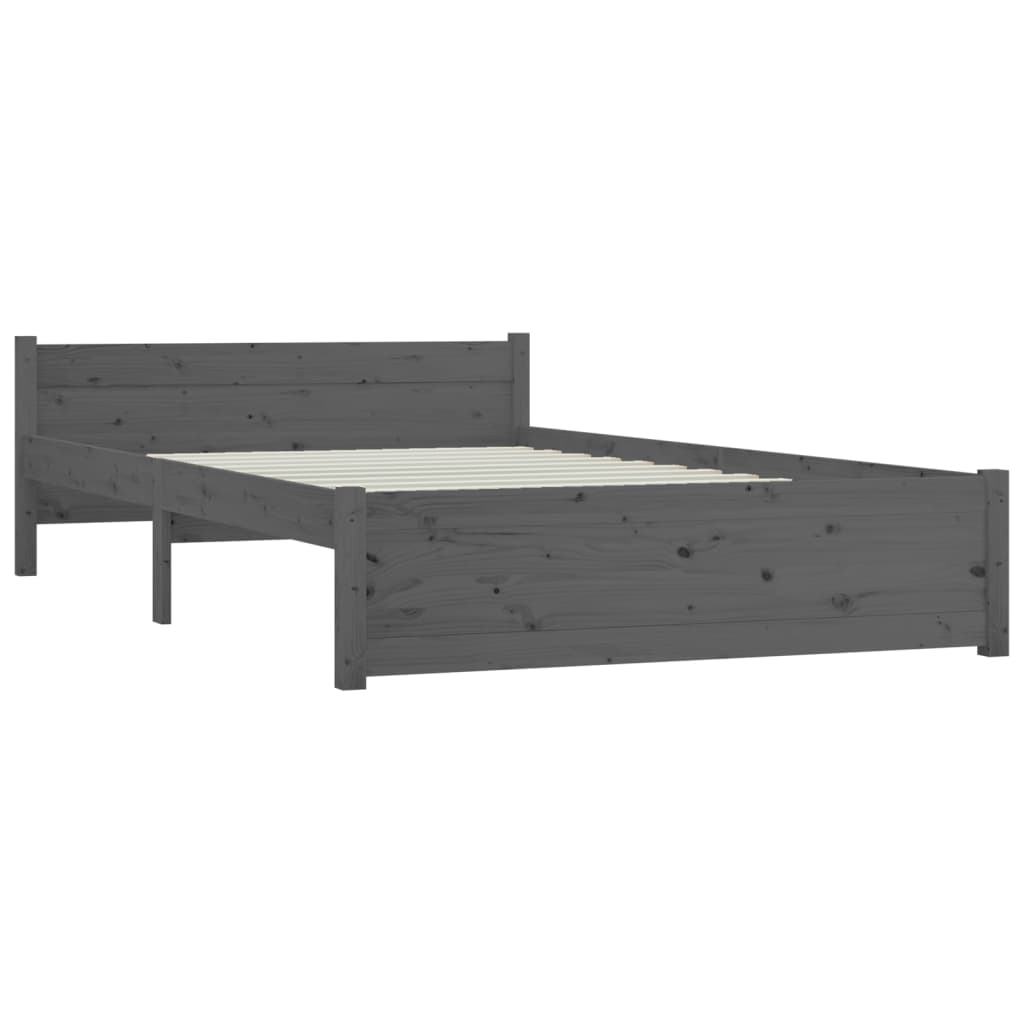 vidaXL Estructura cama doble sin colchón madera maciza gris 135x190 cm