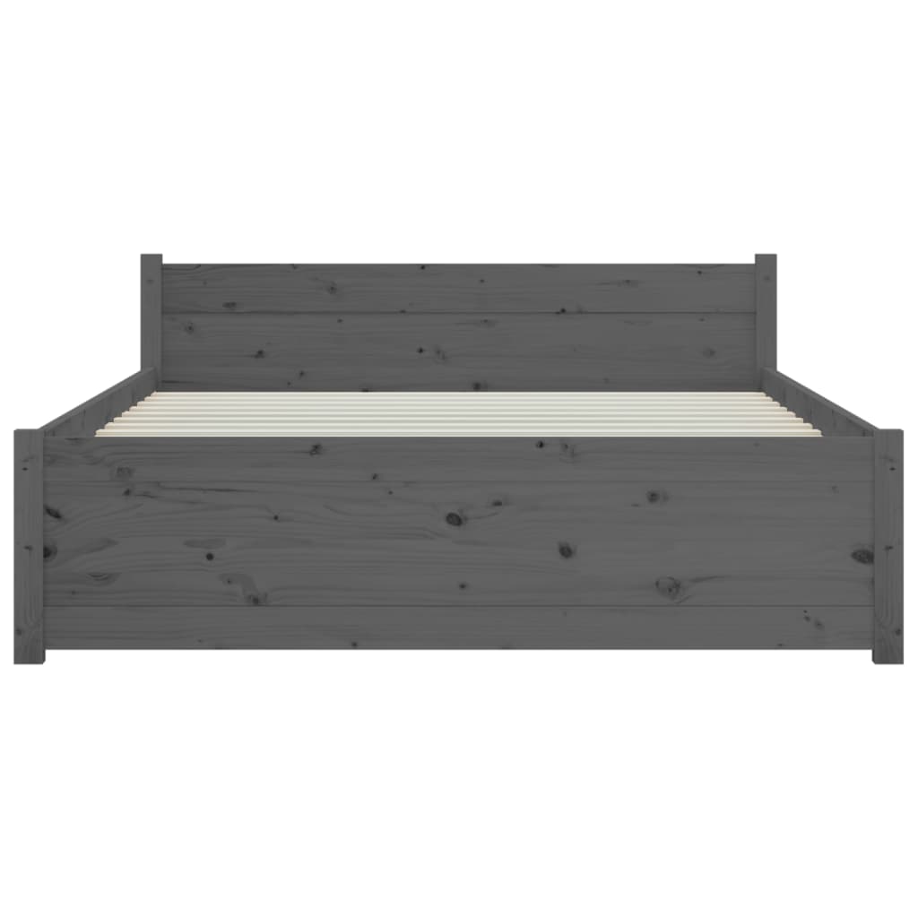 vidaXL Estructura cama doble sin colchón madera maciza gris 135x190 cm