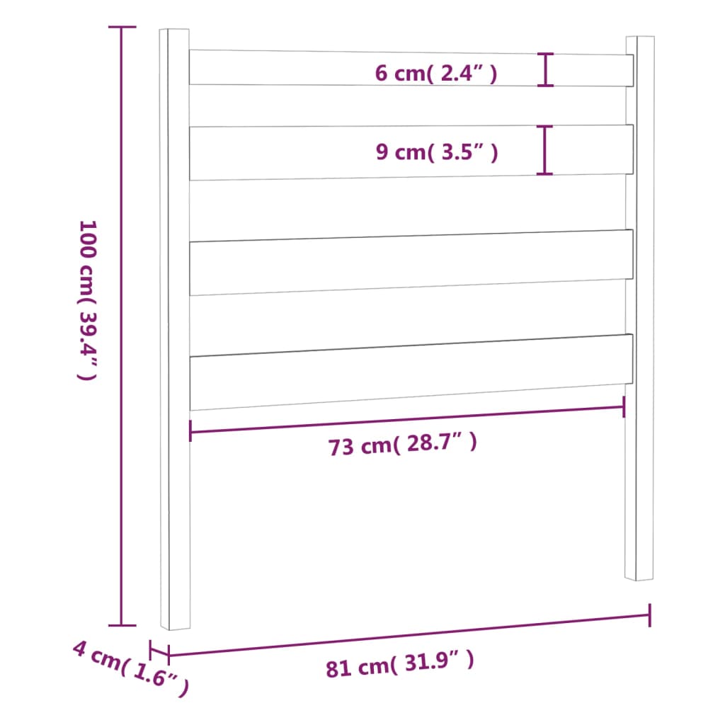 vidaXL Cabecero de cama madera maciza de pino 81x4x100 cm