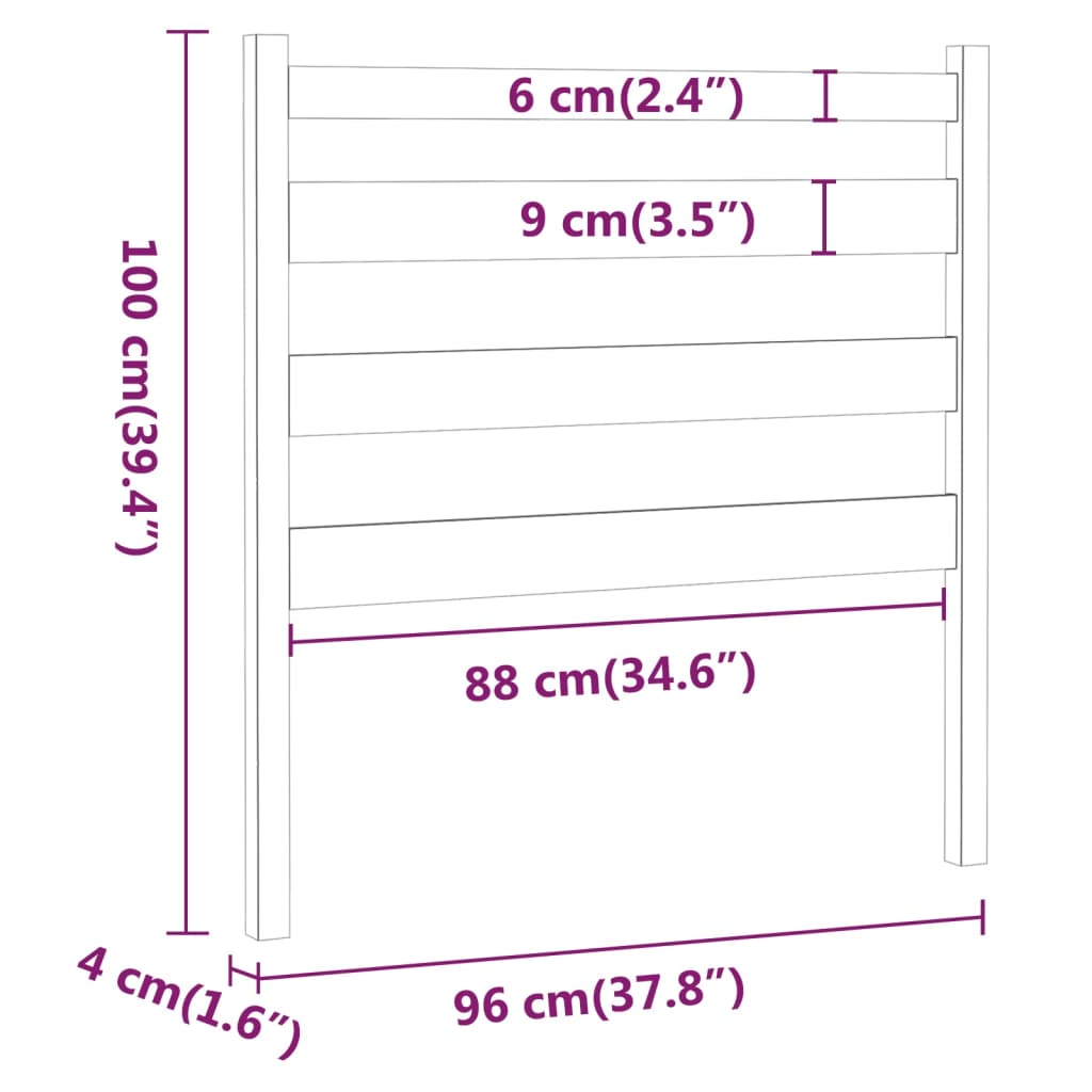 vidaXL Cabecero de cama madera maciza de pino marrón miel 96x4x100 cm