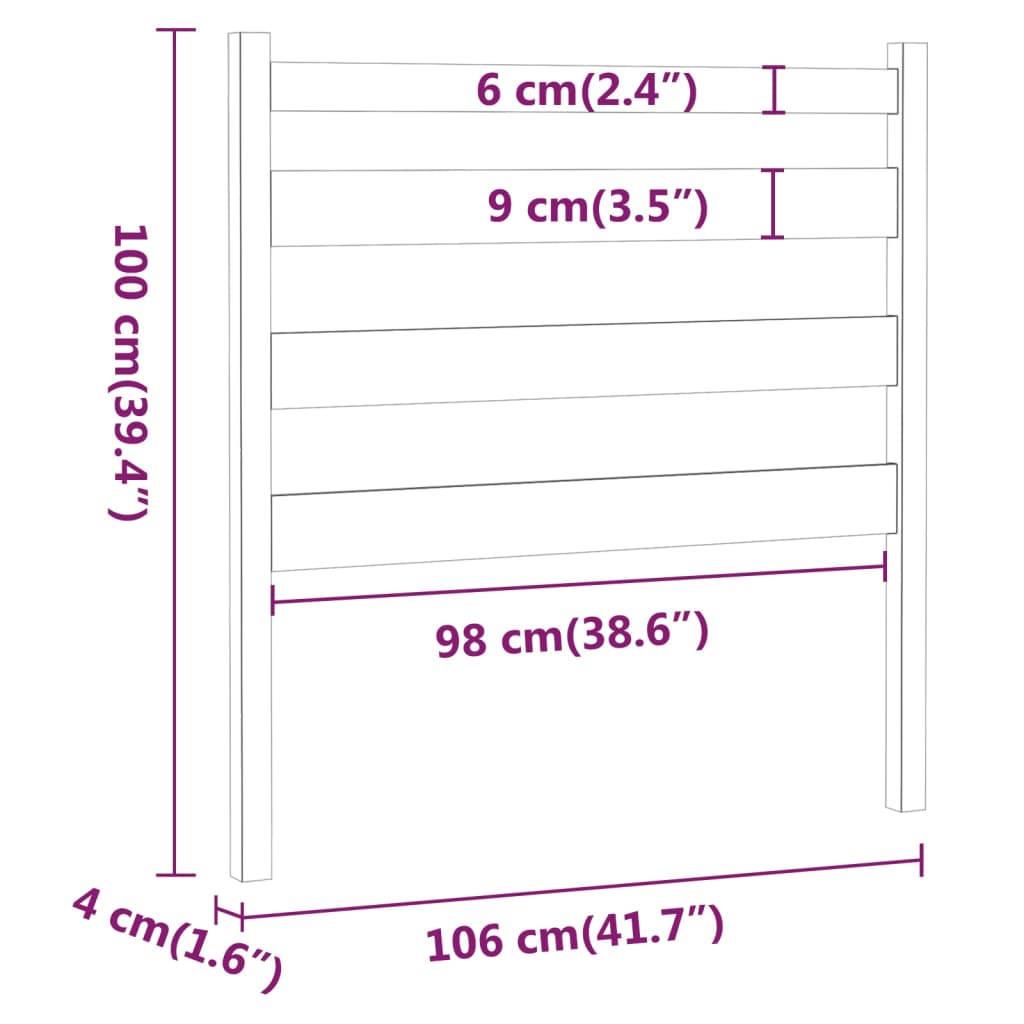 vidaXL Cabecero de cama madera maciza de pino blanco 106x4x100 cm