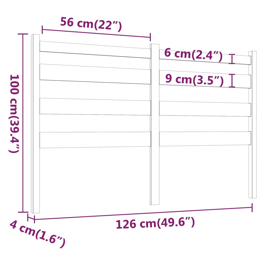 vidaXL Cabecero de cama madera maciza de pino gris 126x4x100 cm