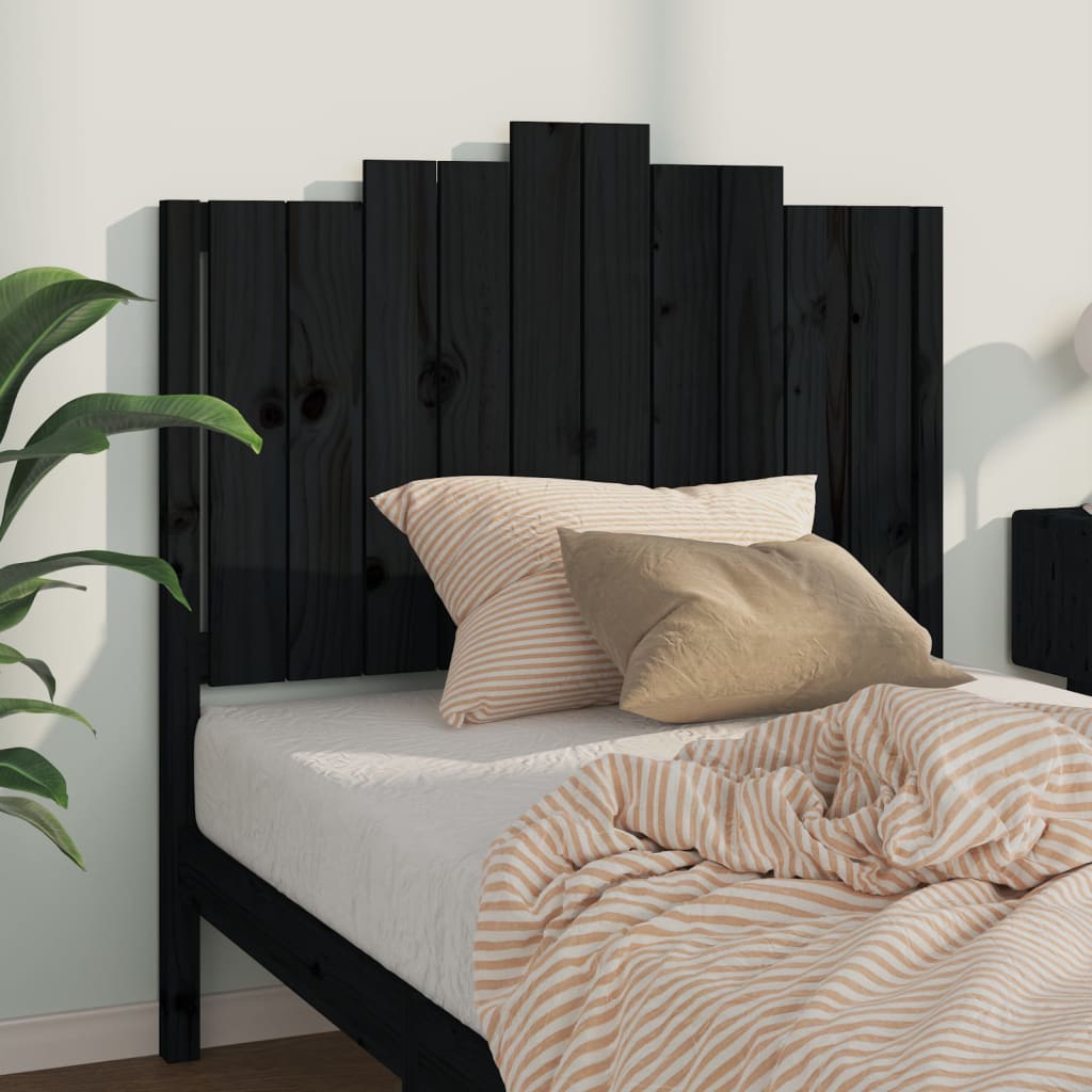 vidaXL Cabecero de cama madera maciza de pino negro 106x4x110 cm