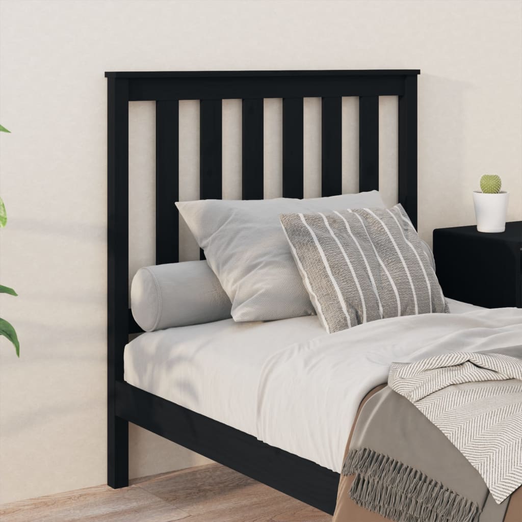 vidaXL Cabecero de cama madera maciza de pino negro 96x6x101 cm