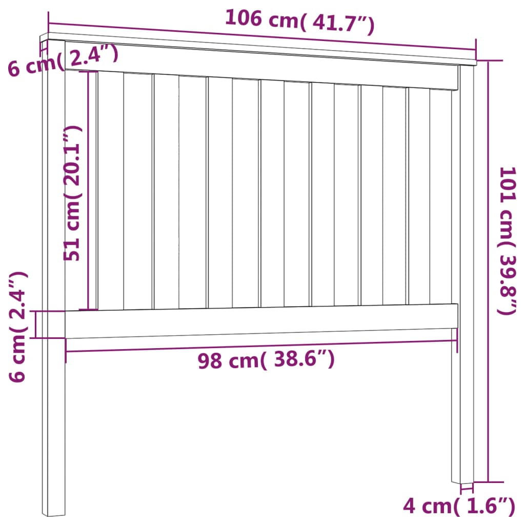 vidaXL Cabecero de cama madera maciza de pino blanco 106x6x101 cm