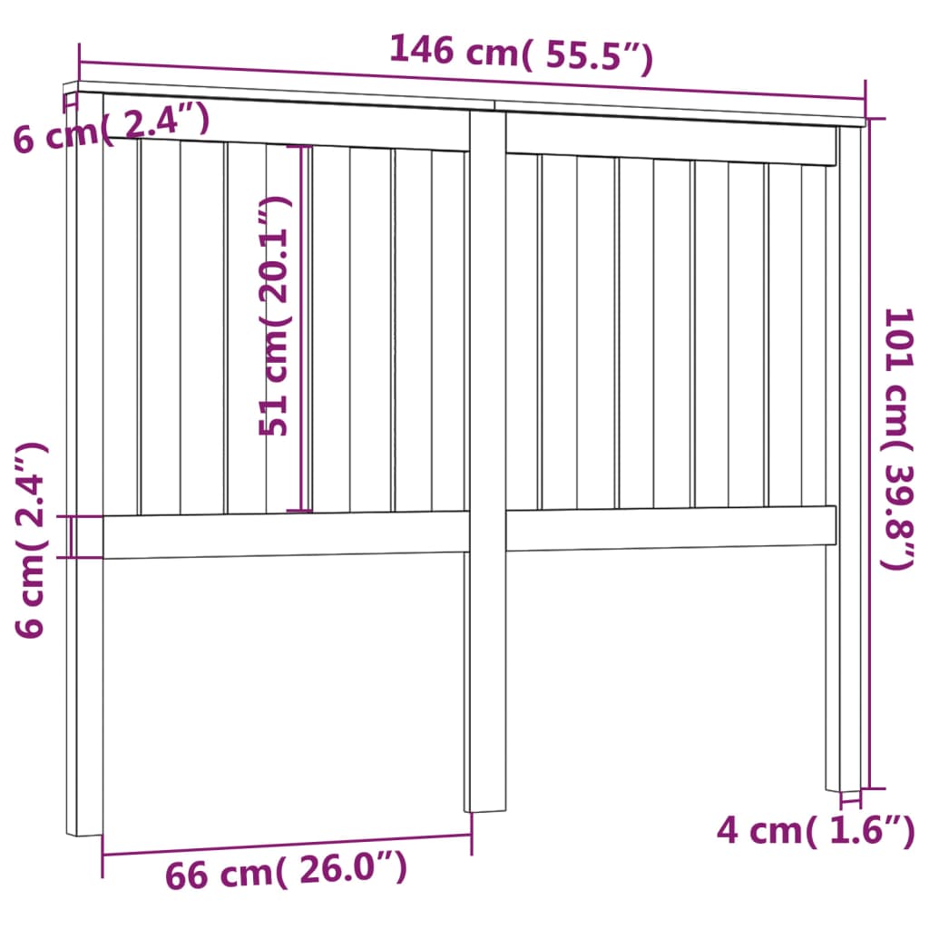 vidaXL Cabecero de cama madera maciza de pino gris 146x6x101 cm