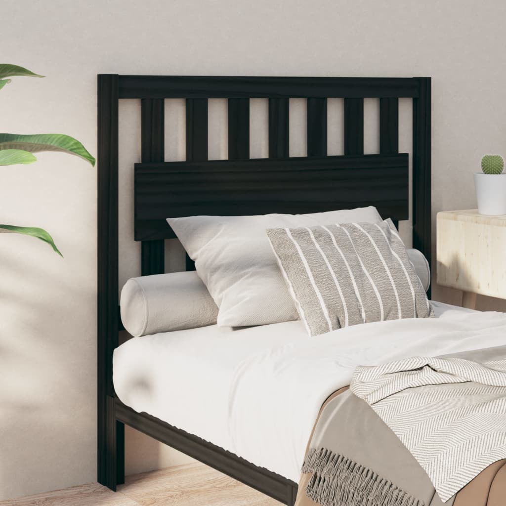 vidaXL Cabecero de cama madera maciza de pino negro 105,5x4x100 cm