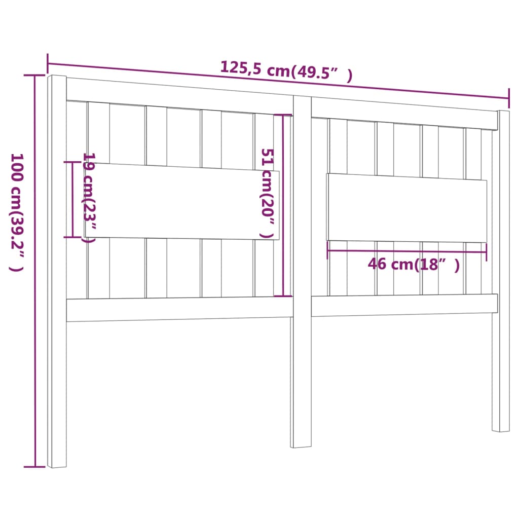 vidaXL Cabecero de cama madera maciza de pino gris 125,5x4x100 cm