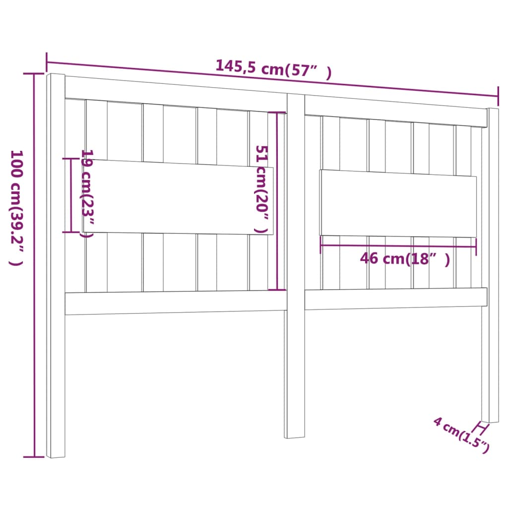 vidaXL Cabecero de cama madera maciza de pino blanco 145,5x4x100 cm