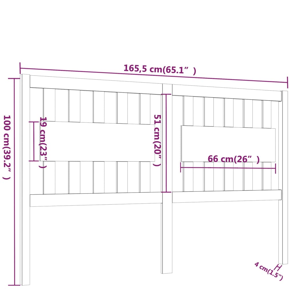 vidaXL Cabecero de cama madera maciza de pino gris 165,5x4x100 cm