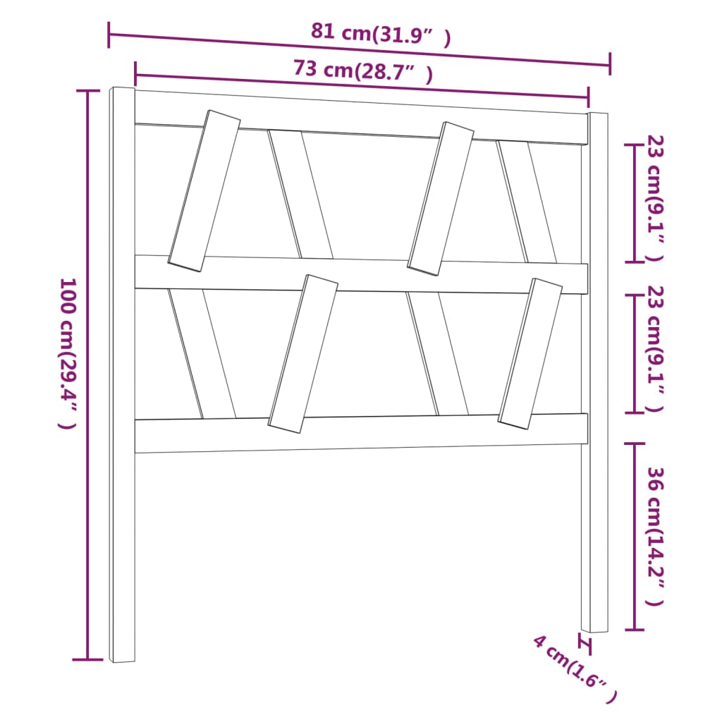 vidaXL Cabecero de cama madera maciza de pino 81x4x100 cm