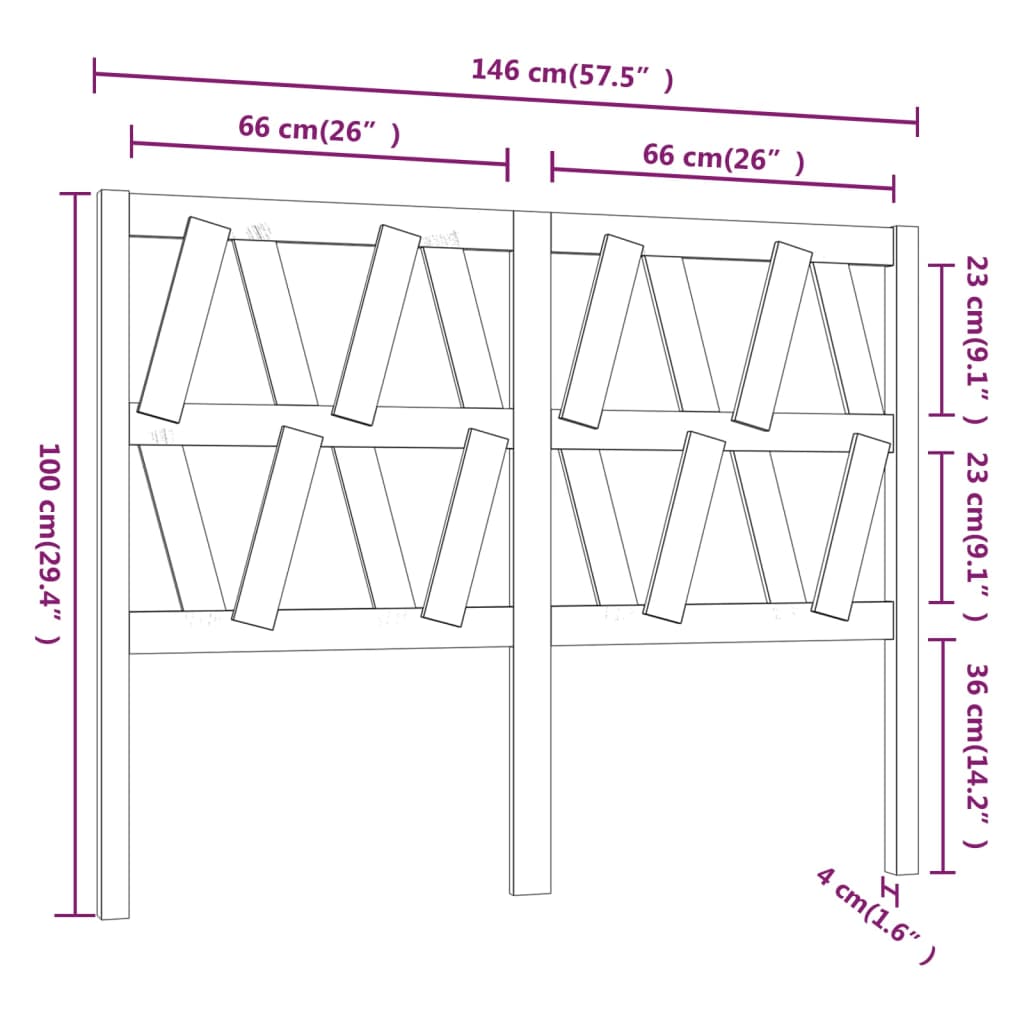 vidaXL Cabecero de cama madera maciza de pino marrón miel 146x4x100 cm