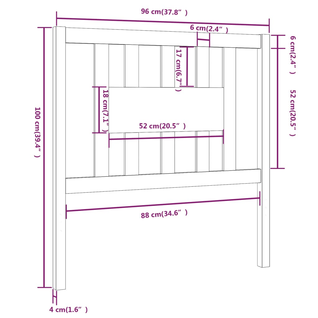 vidaXL Cabecero madera maciza de pino blanco 96x4x100 cm