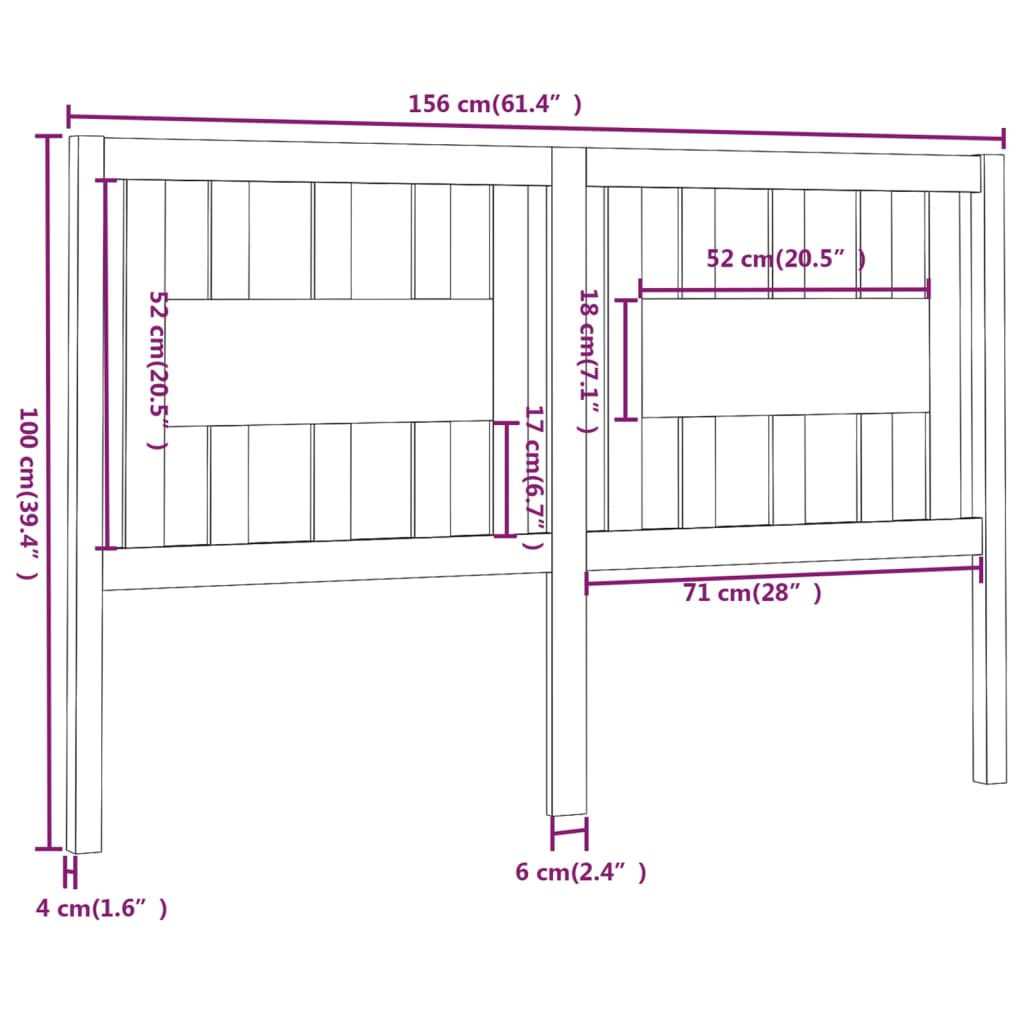 vidaXL Cabecero madera maciza de pino gris 156x4x100 cm