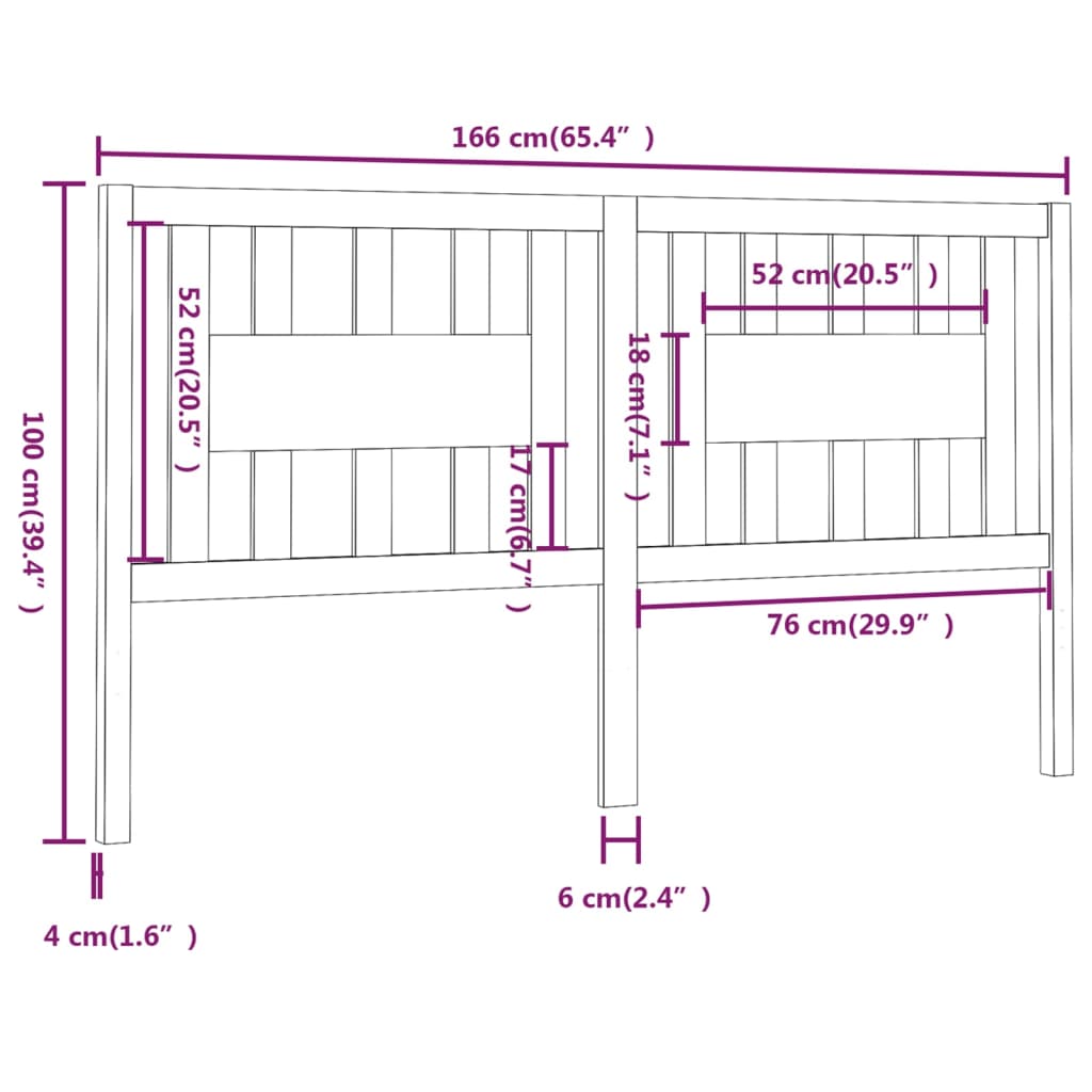 vidaXL Cabecero madera maciza de pino gris 166x4x100 cm