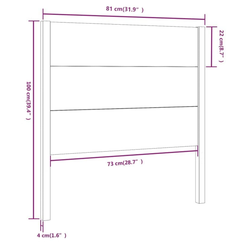 vidaXL Cabecero madera maciza de pino blanco 81x4x100 cm