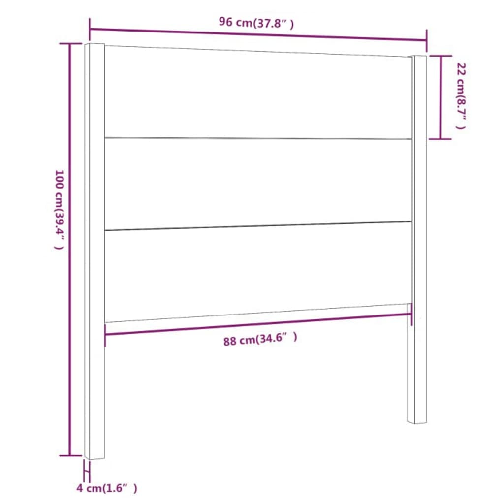 vidaXL Cabecero madera maciza de pino gris 96x4x100 cm