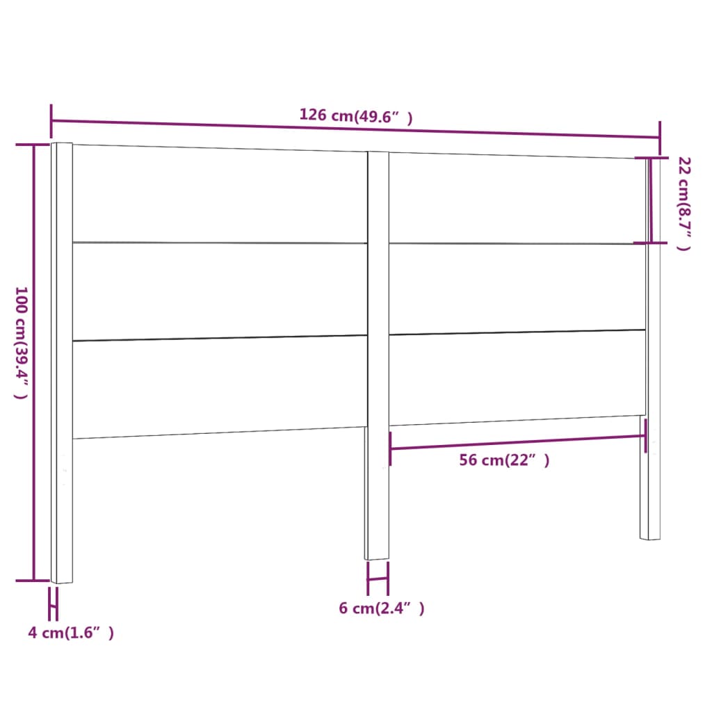 vidaXL Cabecero madera maciza de pino marrón miel 126x4x100 cm