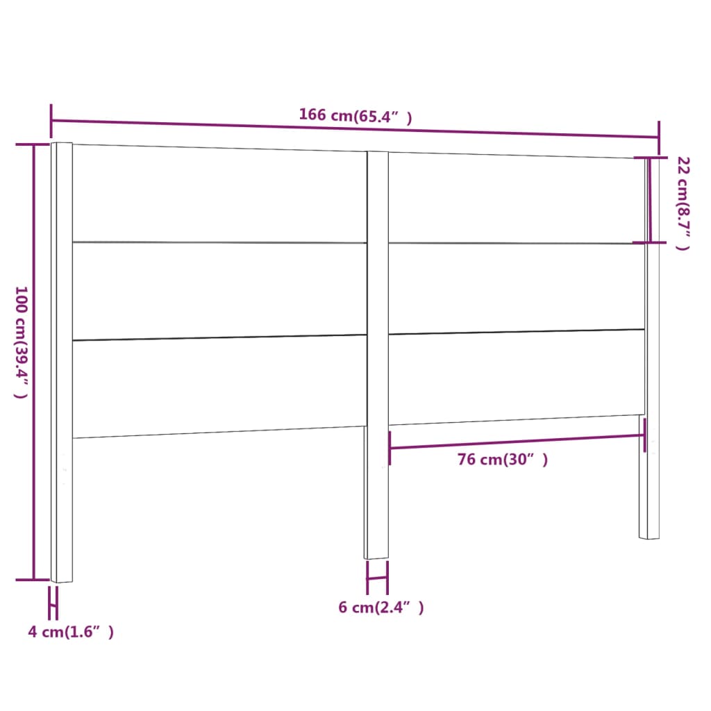 vidaXL Cabecero madera maciza de pino 166x4x100 cm