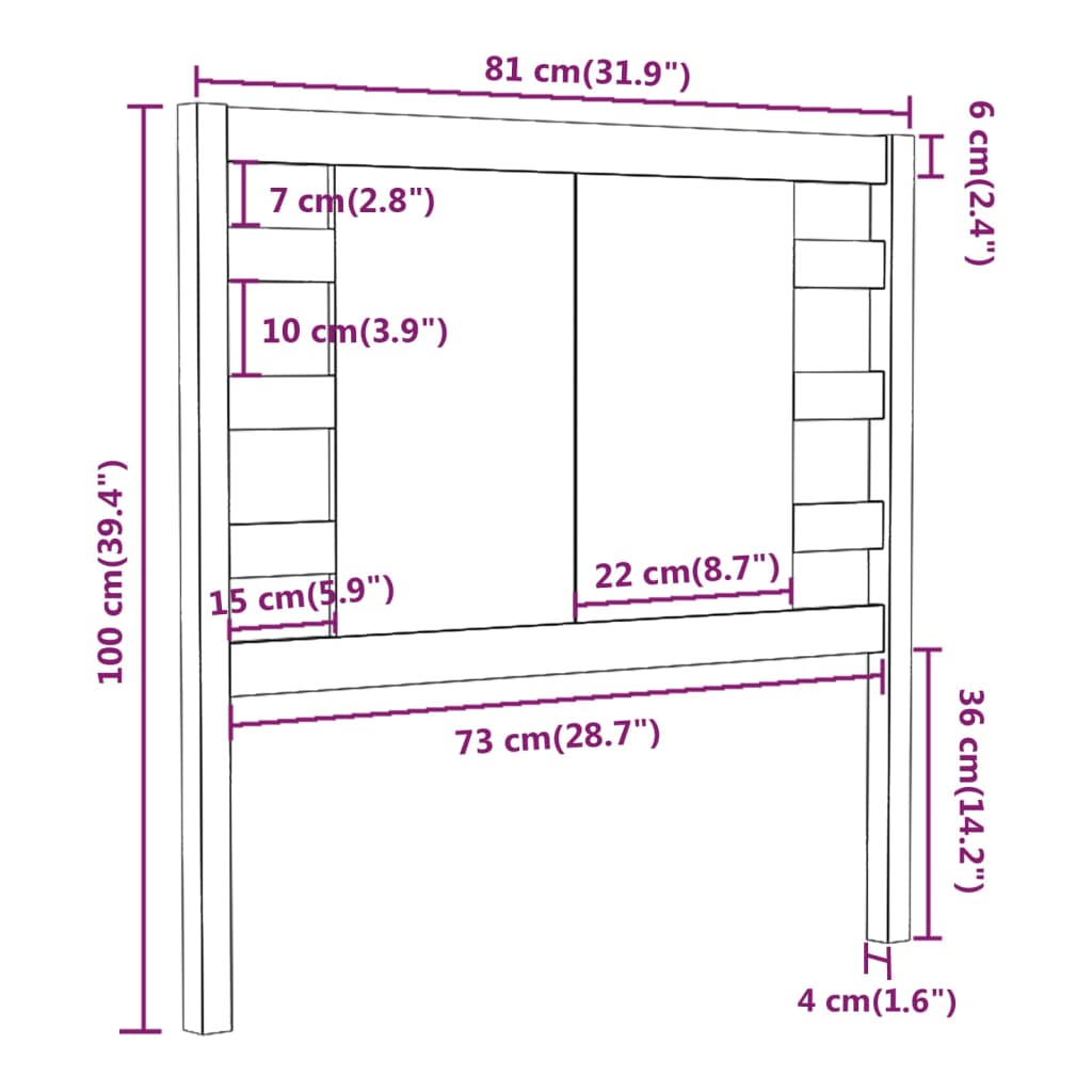 vidaXL Cabecero madera maciza de pino gris 81x4x100 cm