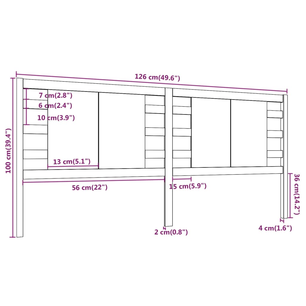 vidaXL Cabecero madera maciza de pino marrón miel 126x4x100 cm