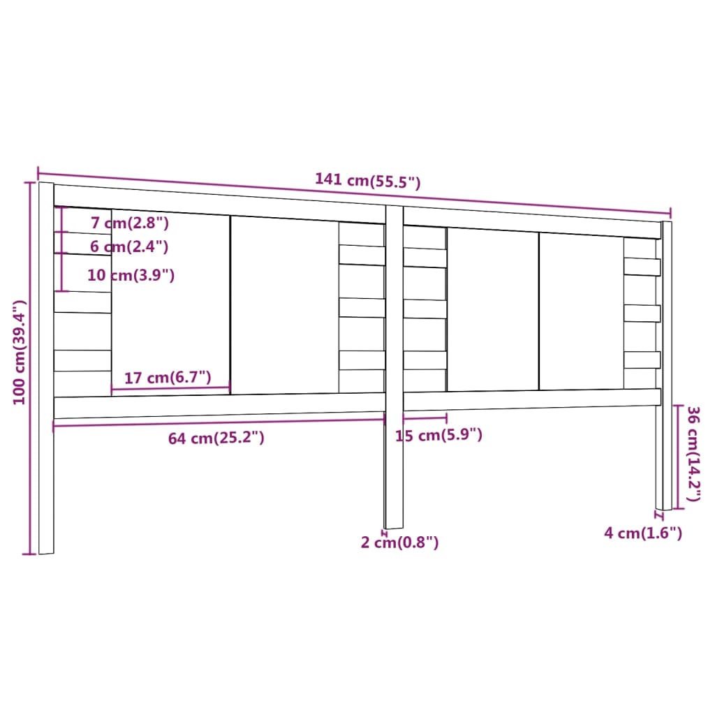 vidaXL Cabecero madera maciza de pino blanco 141x4x100 cm