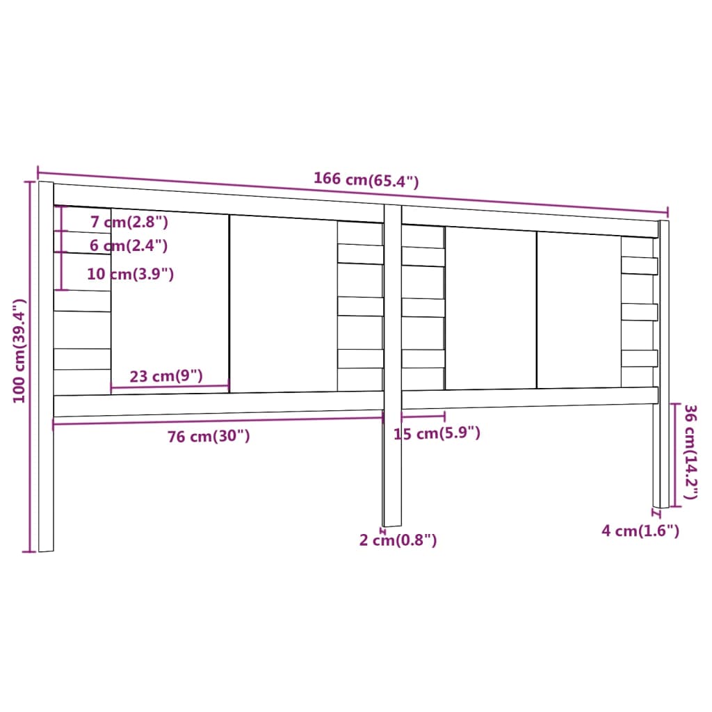 vidaXL Cabecero madera maciza de pino gris 166x4x100 cm